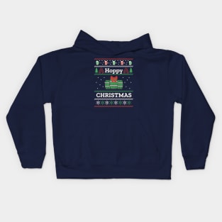 Hoppy Christmas, Funny Christmas Sweater Kids Hoodie